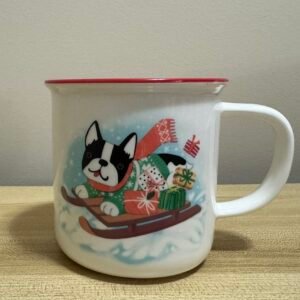 christmas dog mug on sleigh