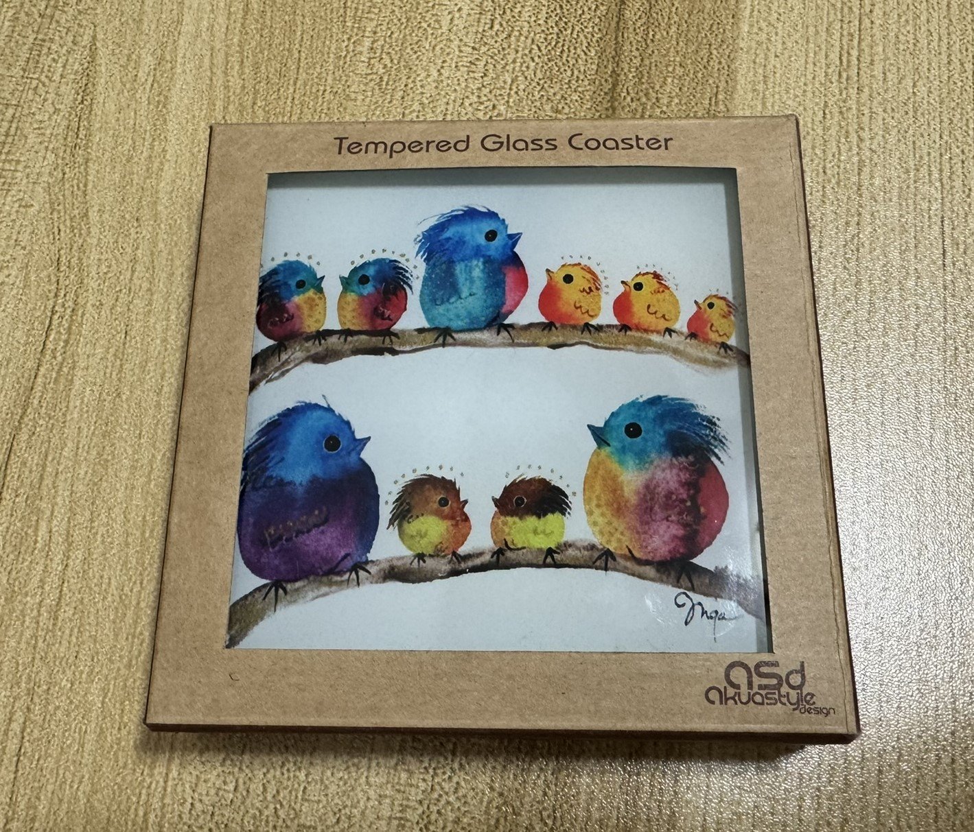 inga birds glass coaster inga birds glass coaster