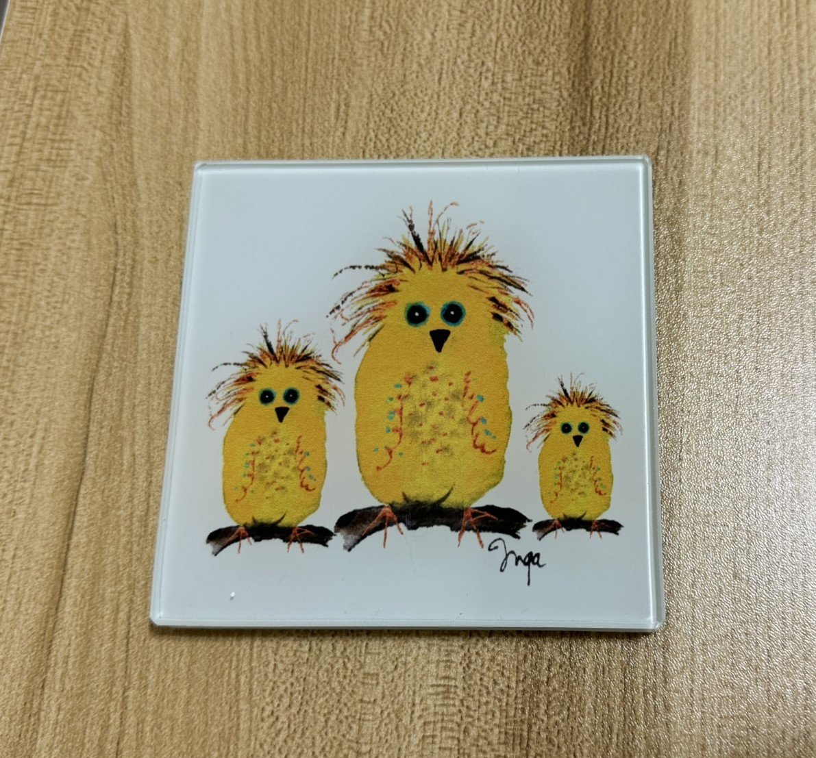 inga birds glass coaster inga birds glass coaster